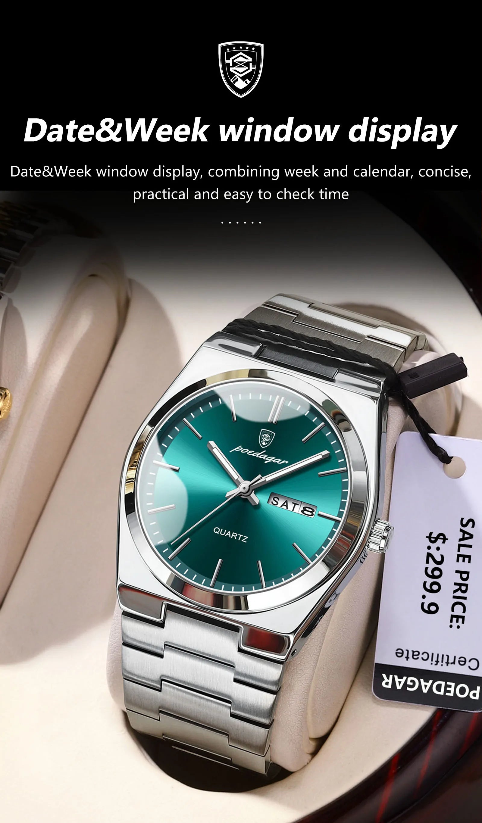 Montre Homme POEDAGAR – Acier & Quartz