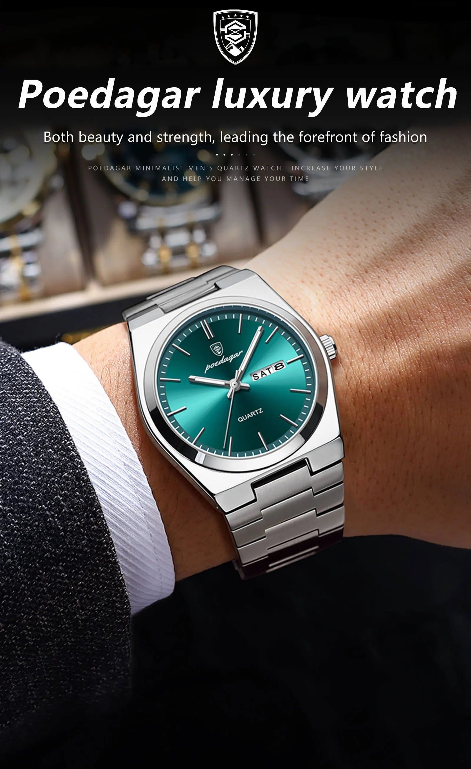 Montre Homme POEDAGAR – Acier & Quartz