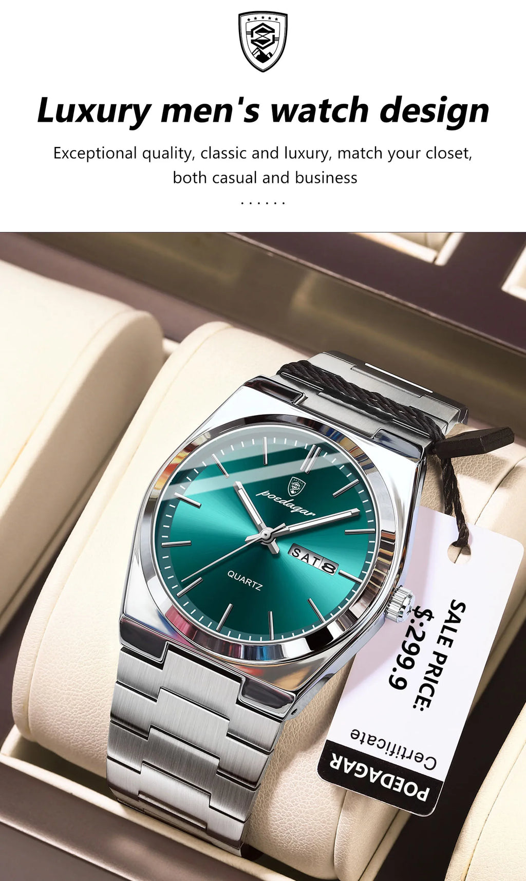 Montre Homme POEDAGAR – Acier & Quartz