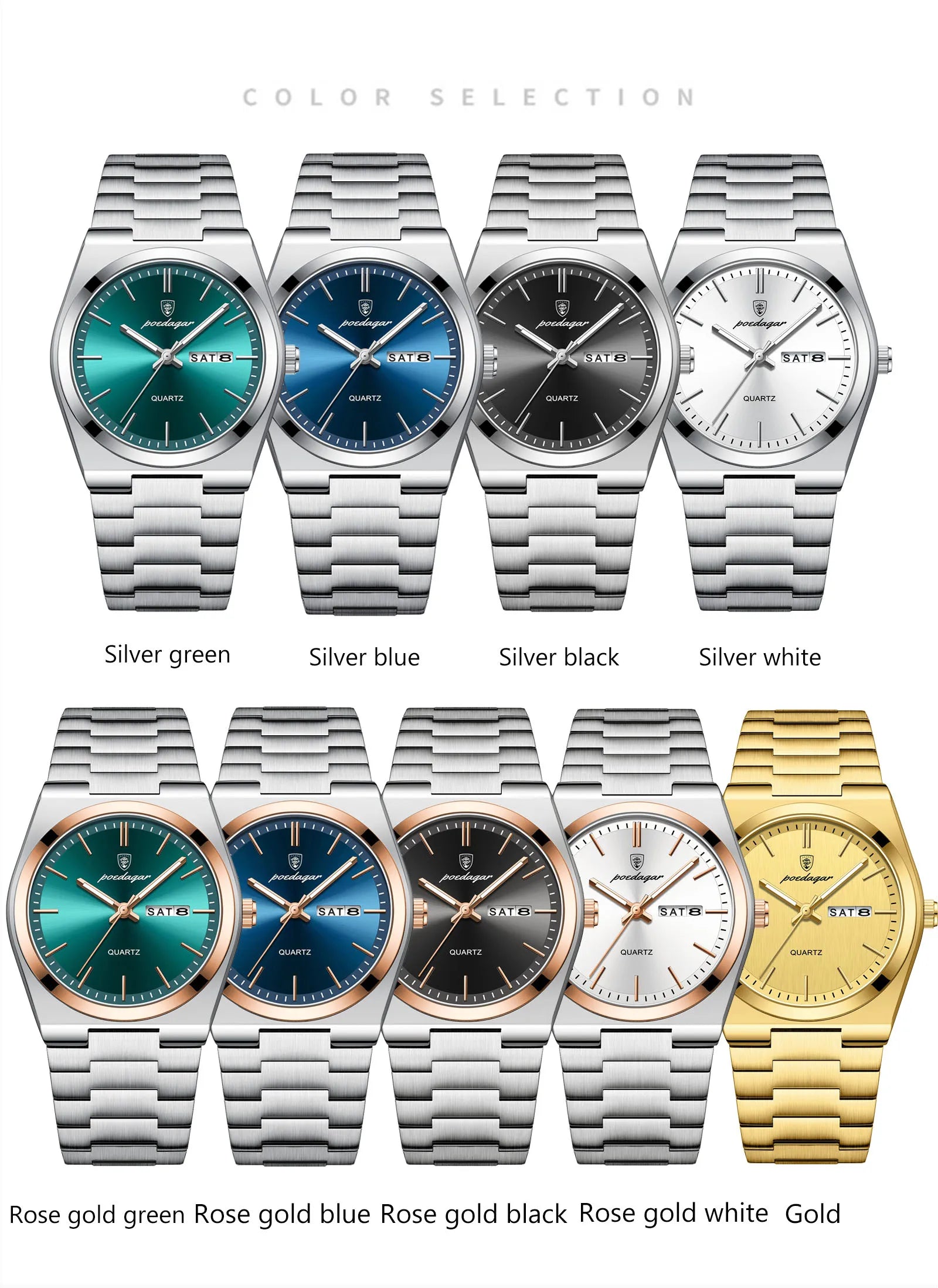 Montre Homme POEDAGAR – Acier & Quartz