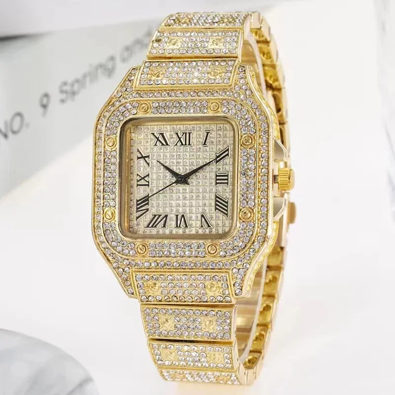 Montre "Prestige" Dorée – Édition Cristaux