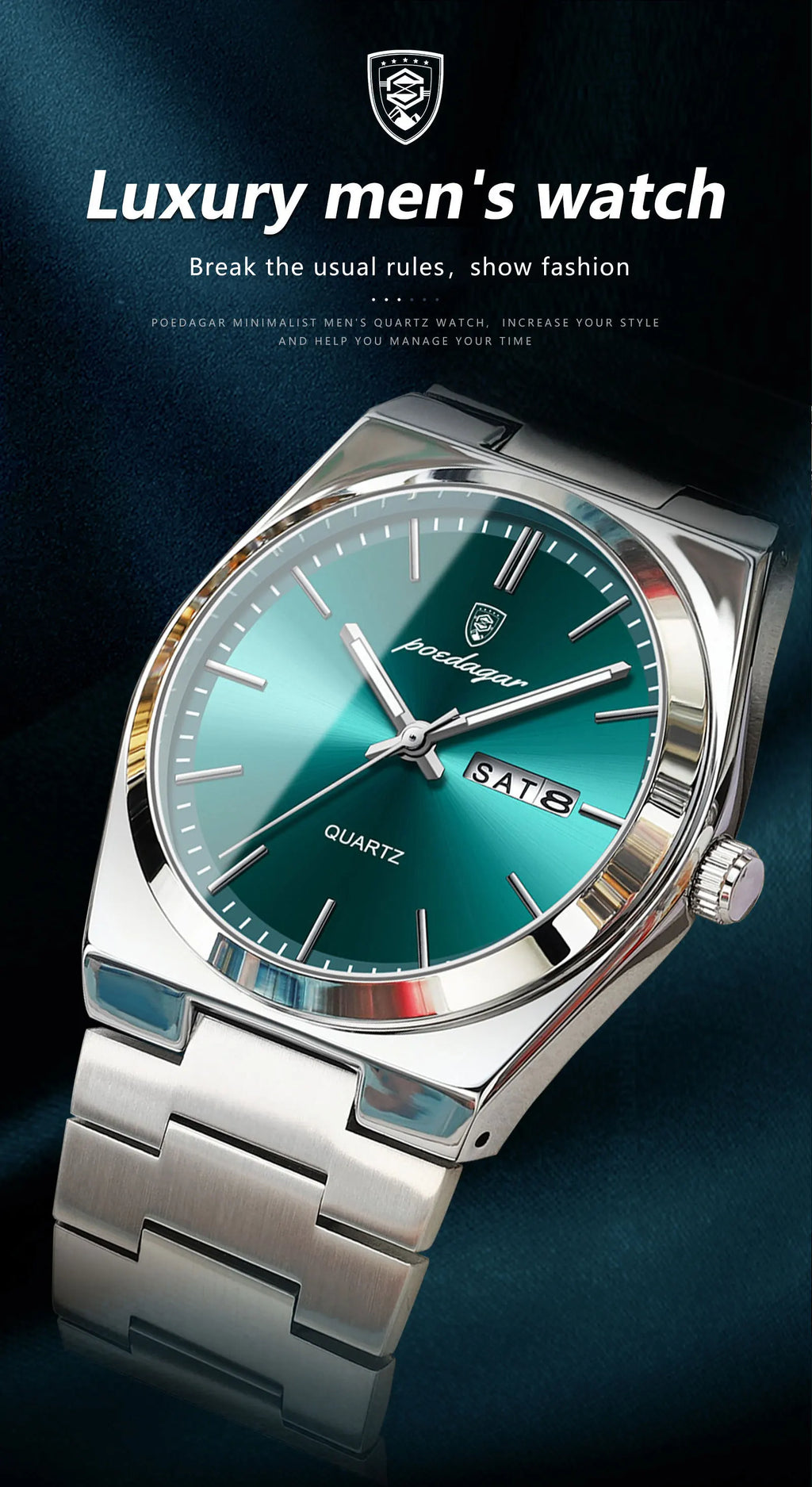 Montre Homme POEDAGAR – Acier & Quartz