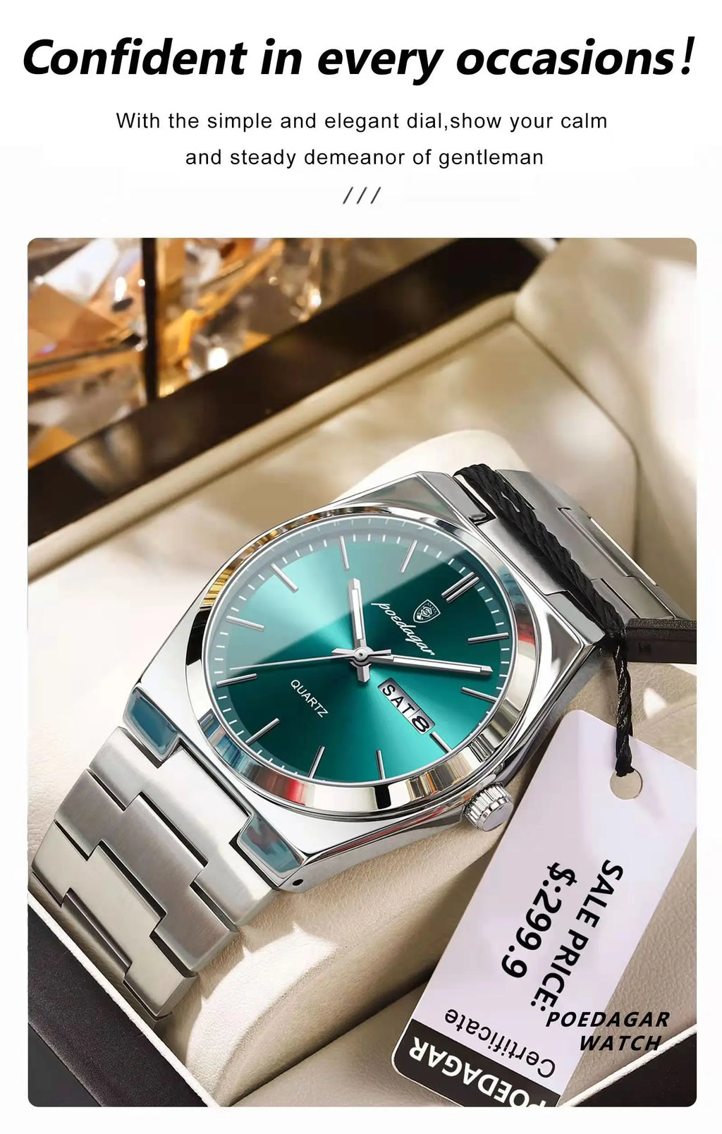 Montre Homme POEDAGAR – Acier & Quartz