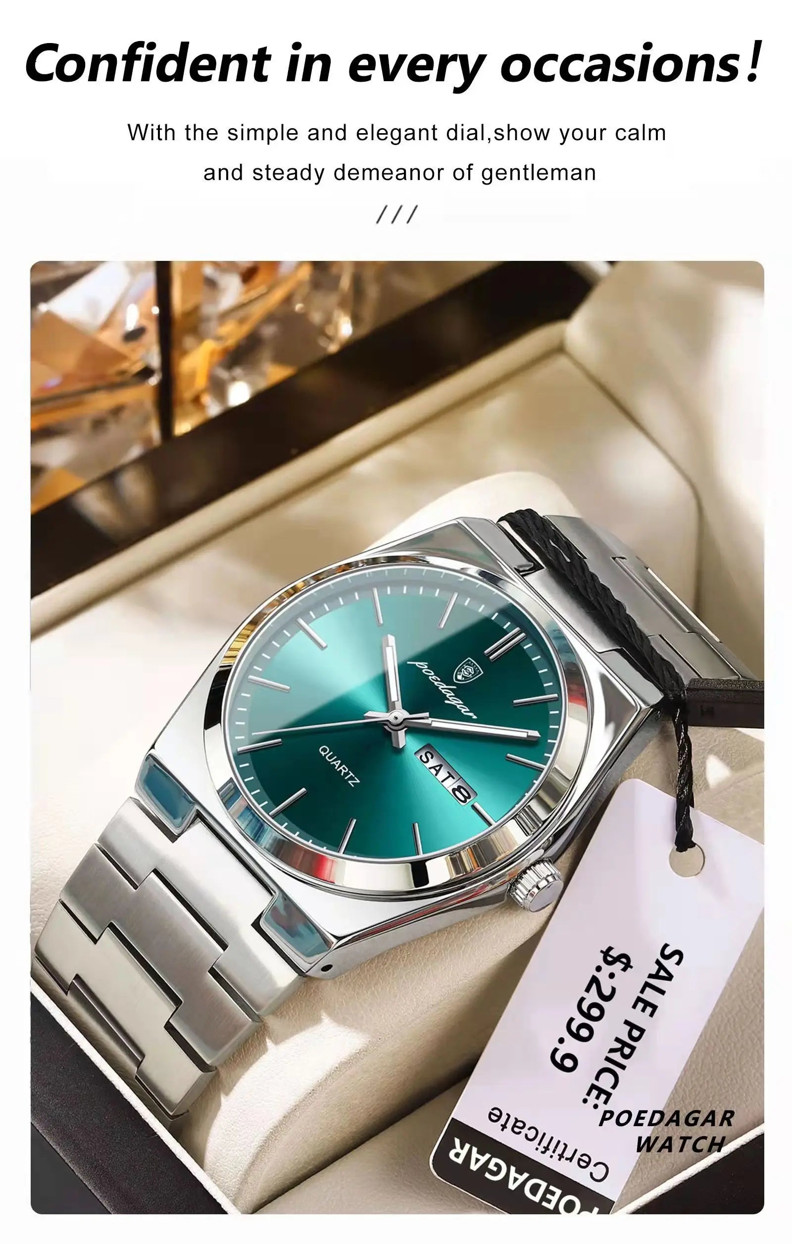 Montre Homme POEDAGAR – Acier & Quartz