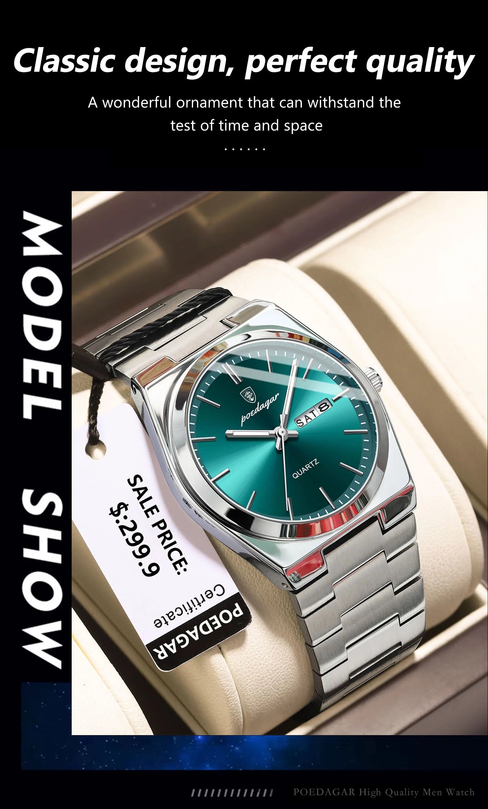 Montre Homme POEDAGAR – Acier & Quartz